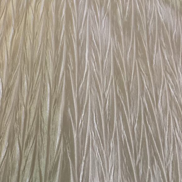 Anna Quan Crinkle Pleated Ivory Cream Long Sleeve Satin Shift Mini Dress 10 - Picture 8 of 8